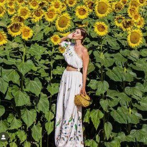 FARM RIO EMBROIDERED FLORAL ONE SHOULDER MAXI DRESS NWT  - S,M, L READ👇